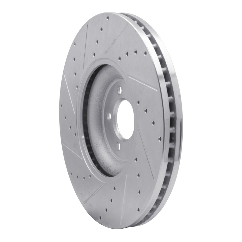 Jaguar XF Brake Rotor (1) - Front Right - R1 Concepts - Drilled & Slotted - Silver - `10-`24